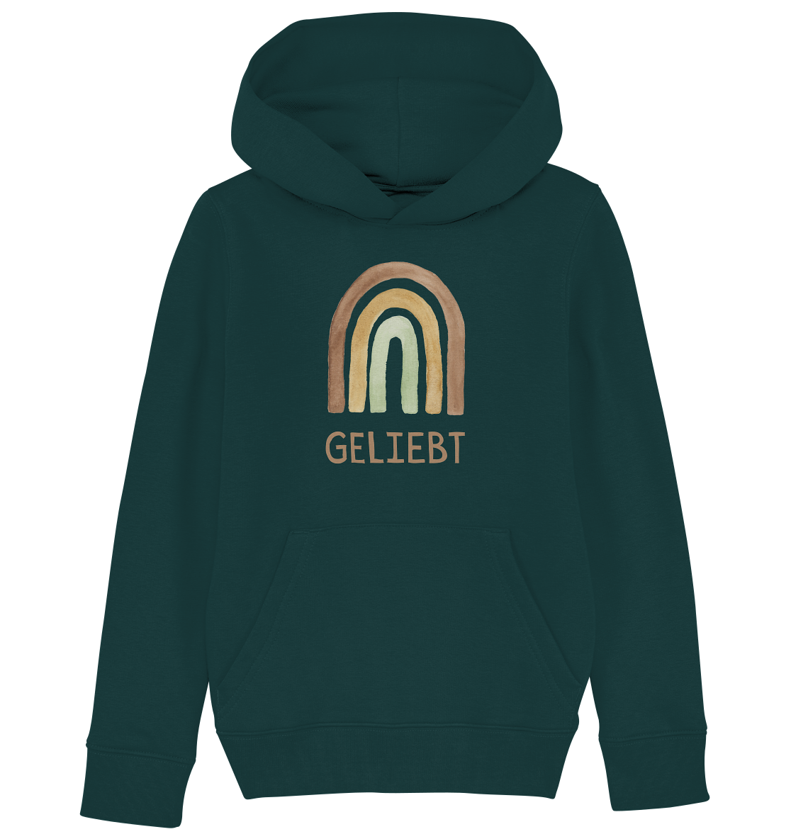 Geliebt Regenbogen grün - Kids Organic Hoodie - wertvoll und geliebt 