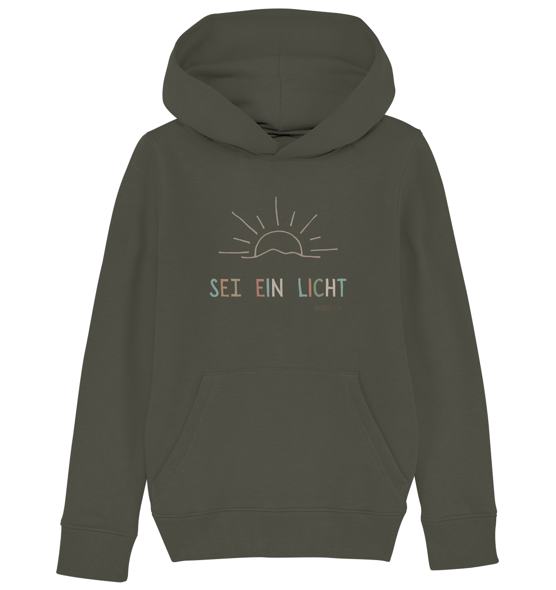 Sei ein Licht - Kids Organic Hoodie - wertvoll und geliebt 