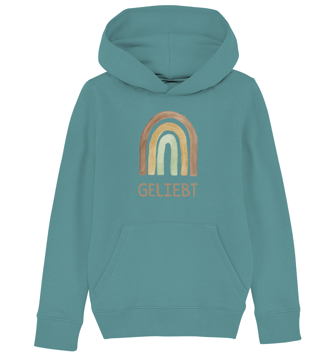 Geliebt Regenbogen grün - Kids Organic Hoodie - wertvoll und geliebt 