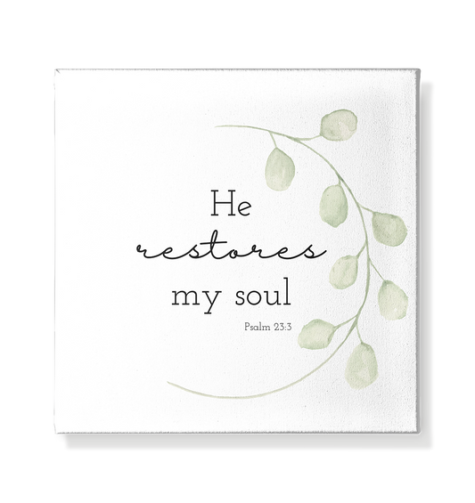 He restores my soul - Leinwand 20x20cm - wertvoll und geliebt 