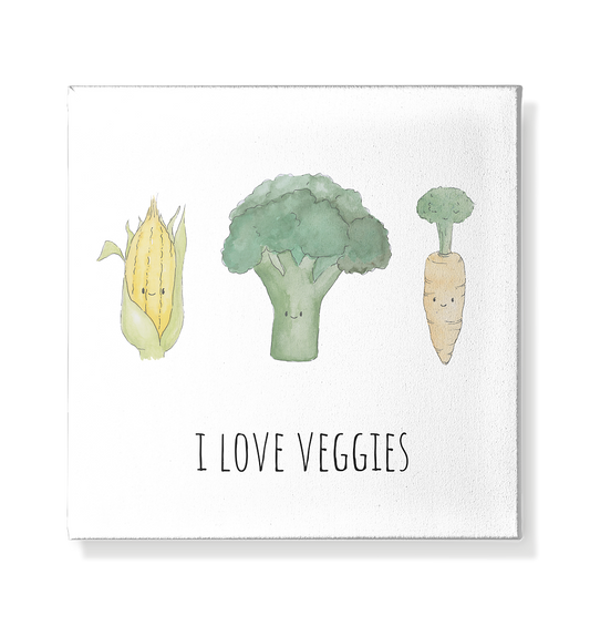 I love veggies - Leinwand 20x20cm - wertvoll und geliebt 