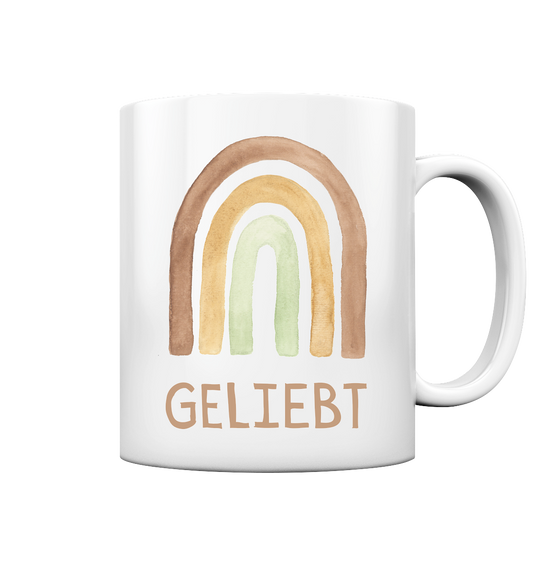 Geliebt Regenbogen grün - Tasse glossy - wertvoll und geliebt 